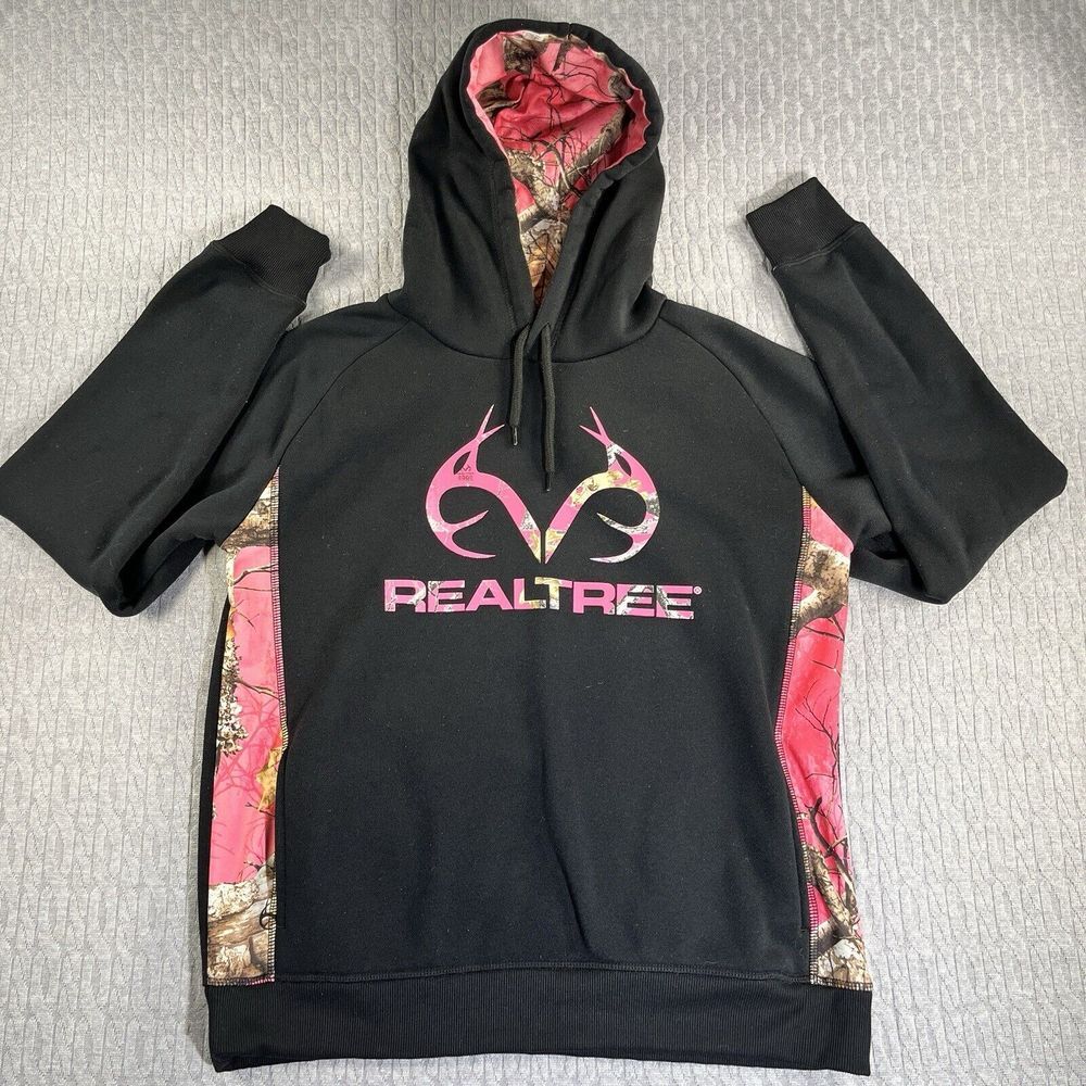 RealTree Womens Hoodie polyester Pink Cameo Outdoor Heavyweight Sweater (M)